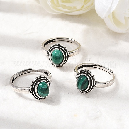 Натуральные малахитовые пальцевые кольца RJEW-A084-08AS-08-1