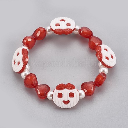 Bracelets extensibles en perles acryliques pour enfants BJEW-JB03888-04-1