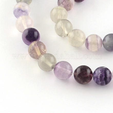 Round Natural Fluorite Beads Strands G-R339-04-1