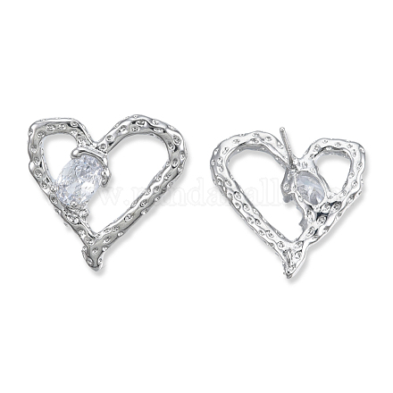 Серьги-гвоздики в форме сердца из прозрачного кубического циркония EJEW-N012-51P-B-1