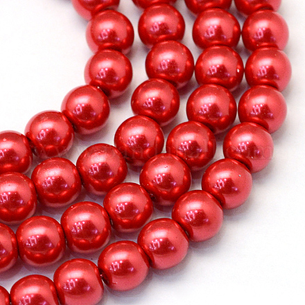 Baking Painted Pearlized Glass Pearl Round Bead Strands HY-Q330-8mm-74-1