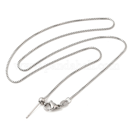 304 Stainless Steel Box Chain Necklace for Women NJEW-G104-05P-1