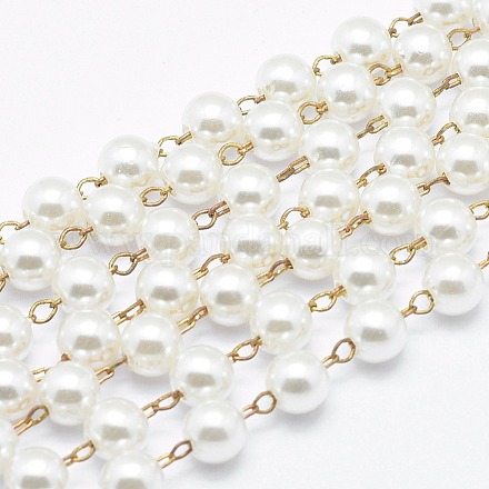Hecho a mano abs de imitación de plástico de perlas con cuentas cadenas CHC-I026-G-03C-1