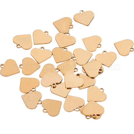 Benecreat 30 pz dorato in acciaio inox bianco timbratura tag ciondoli vuoti ciondoli con foro per creazione di gioielli fai da te (a forma di cuore STAS-BC0002-26G-1