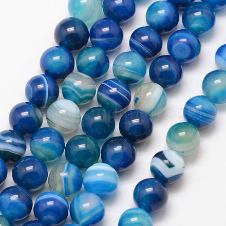 Chapelets de perles en agate rayée naturelle/agate à bandes X-G-K166-13-8mm-06-1