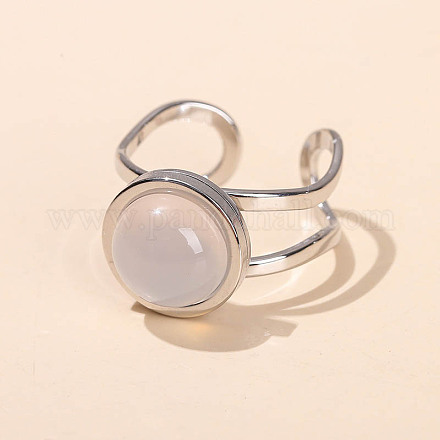 Кольца-манжеты из нержавеющей стали 304 и натурального белого нефрита FS-WGDE3F0-11-1