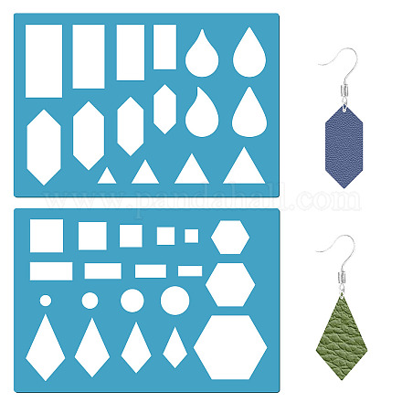 GORGECRAFT 2 Styles Teardrop Earrings Making Template Geometry Stencil Reusable Rectangle Triangle Cutouts Cutting Stencils Lapidary Templates for Cabochons Bracelets Earrings Making Jewelry Diy Craft DIY-WH0359-040-1