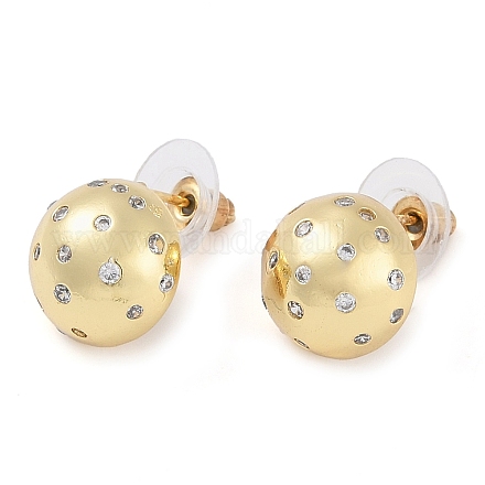 Женские серьги-гвоздики из латуни с микропаве и прозрачным кубическим цирконием EJEW-S225-15G-1