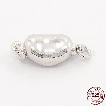 Jewelry Necklace Clasps Rhodium Plated 925 Sterling Silver Box Clasps STER-M019-07S-1