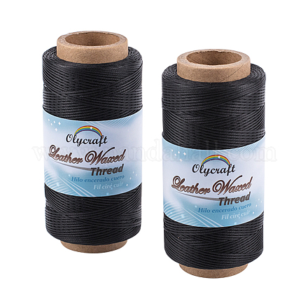 OLYCRAFT 260M Leather Thread Black 150D/0.8mm Sewing Waxed Thread Stitching Thread Cord for Leather Crafts Book Binding and Shoes Repairing YC-OC0001-01G-1