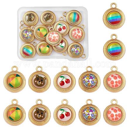 12Pcs 6 Styles Printed Opaque Resin Pendants FIND-SZ0009-13-1