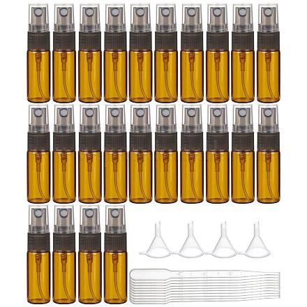 Benecreat 24 paquete de botellas de spray de vidrio ámbar de 5 ml botellas de muestra de niebla fina de perfume recargables con embudos de plástico de 4 piezas MRMJ-BC0001-54B-1
