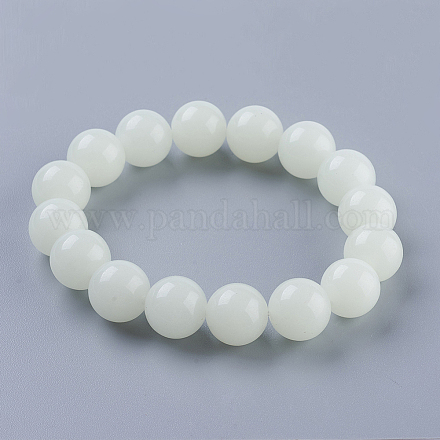 Bracelet extensible avec perles de pierre lumineuse synthétique BJEW-P203-8mm-01B-1