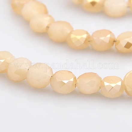 Half Rainbow Plated Frosted Imitation Jade Glass Beads Strands EGLA-A033-F4mm-HR02-1