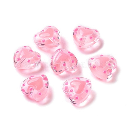 Perles de coeur en verre GLAA-D005-01A-1