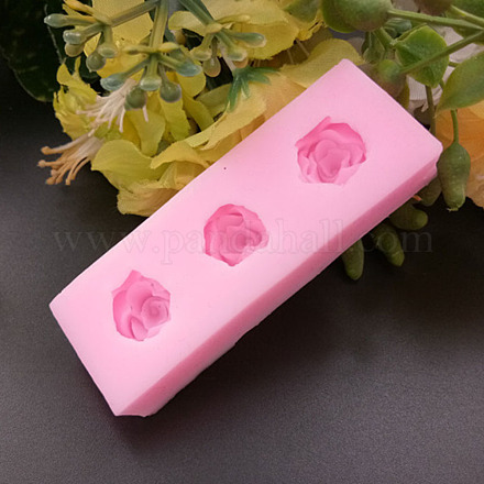 Stampi in silicone alimentare fai da te a forma di rosa X-AJEW-P046-55-1