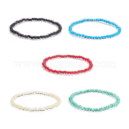 Bracciale elasticizzato con perline di cristallo trasparente per ragazze adolescenti BJEW-JB07107-1