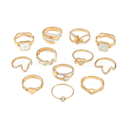 Кольцо на палец с кристаллами и стразами RJEW-MSMC002-17G-1