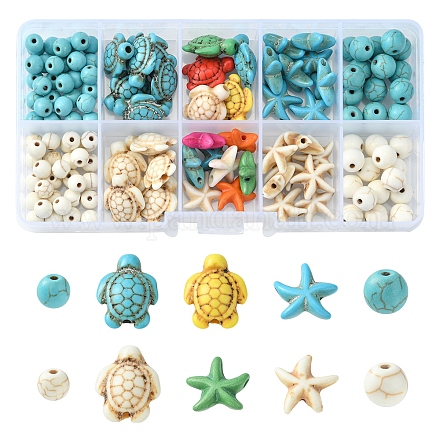 Kits de bricolage de perles de turquoise synthétiques DIY-FS0003-78-1