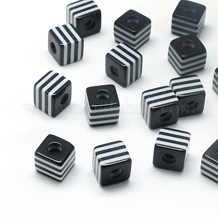 Opaque Stripe Resin Beads RESI-S342-8x8-01-1