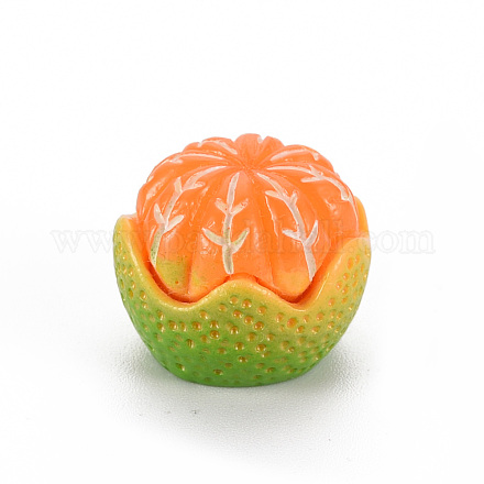 樹脂ビーズ  穴がない  模造果物  オレンジ  サンゴ  14x17x16mm X-RESI-Q214-002-1