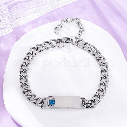 201 браслет из кубинской цепочки из нержавеющей стали BJEW-B078-162P-1