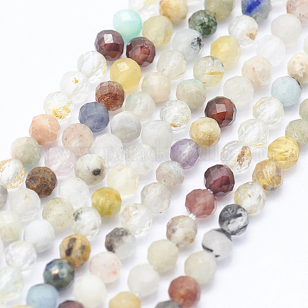 Chapelets de perles en pierres naturelles mélangées G-J369-04B-3mm-1