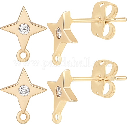 10 шт. фурнитура для сережек-гвоздиков из латуни в форме звезды с кубическим цирконием KK-BBC0012-69-1