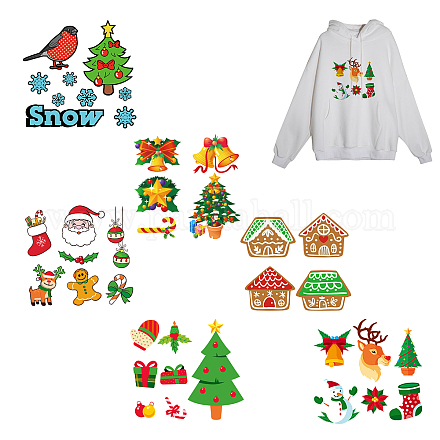 Weihnachtsthema haustier wärmeübertragungsfolie logo aufkleber set DIY-WH0230-059-1