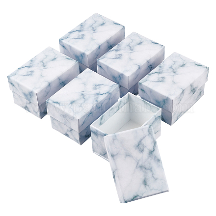 SUPERFINDINGS 8pcs Cardboard Jewellery Gift Boxes Marble Texture Pattern Rectangle for Necklaces Bracelets Earrings Rings Womens Presents with Sponge Pad Inside 2.7x3.9x2.6inch CON-BC0001-18A-1