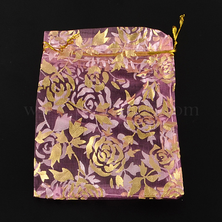 Rose Printed Organza Bags OP-R021-10x15-07-1