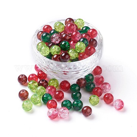 Perles de verre craquelé peintes au four et peintes au four CCG-X0010-05-8mm-1