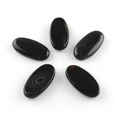 Oval Dyed Brazil Black Agate Natural Gemstone Cabochons G-R261-05-1