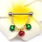 316L Surgical Stainless Steel Green & Red Enamel Christmas Bell Nipple Nail Rings, Stainless Steel Color, 19mm