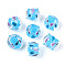 Handmade Lampwork Beads, Bead in Bead, Bumpy Rondelle with Teardrop Pattern, Light Sky Blue, 13~14x9~10mm, Hole: 1.2~1.8mm