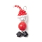 Christmas Theme Glass Pearl Pendants, Snowman with Hat, with Seed Beads & 304 Stainless Steel Loop, Stainless Steel Color, Red, 45x16x11.5mm, Hole: 5x3.5mm