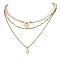 Shell Pearl Necklaces, with Glass Beads and 304 Stainless Steel Cable Chain Necklaces, 3 Layer Necklaces, Golden, 16.89 inch(42.9cm)