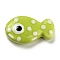Handmade Porcelain Beads, Bright Glazed Porcelain, Fish, 11x19x6.5mm, Hole: 2mm