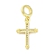 Brass Micro Pave Cubic Zirconia European Dangle Charms, Cross, Large Hole Pendants, Real 16K Gold Plated, 27.5mm, Hole: 4.2mm
