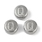 Anti-Tarnish 304 Stainless Steel Beads, Flat Round with Letter, Stainless Steel Color, Letter Q, 7x3.8mm, Hole: 1.8mm
