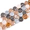 Electroplate Glass Beads Strands, Flat Round, Faceted, Goldenrod, 7.5~8x4~5mm, Hole: 1~1.4mm, about 25~27pcs/strand, 7.28~7.48 inch(18.5~19cm)