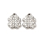 304 Stainless Steel Charms, with Rhinestone, Clover, Stainless Steel Color, 12x10x2.7mm, Hole: 1.6mm