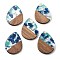 Resin and Walnut Pendants, Teardrop, Marine Blue, 35.5x26x3mm, Hole: 2mm
