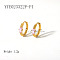 Elegant 304 Stainless Steel Hoop Earrings, with Cubic Zirconia, Real 18K Gold Plated, 12.3x4.2mm