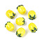 Handmade Lampwork Beads Strands, Lemon, Yellow, 13~14x10.5~12x10.5~12mm, Hole: 1.2~1.8mm, about 19~20pcs/strand, 9.84~10.24 inch(25~26cm)