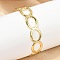 Hollow Out 304 Stainless Steel Cuff Bangles for Women, Oval, Ion Plating(IP), Real 18K Gold Plated, Inner Diameter: 2x2-3/8 inch(5x6.1cm)