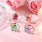 Electroplate Glass Beaded Rings, Flower, with Copper Wire & Transparent Acrylic Charms & Brass Beads, Mixed Color, Flower: 15.5x15.5mm,US Size 7 1/4(17.5mm)