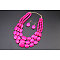 Bohemian Style Acrylic Faceted Rectangle Beaded Multilayer Necklaces & Dangle Earrings Sets, Magenta, 410~420mm