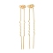 Brass Hair Fork Findings, Long-Lasting Plated, Rack Plating, Golden, 76x12mm