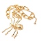 Alloy Crystal Rhinestone Halloween Spider Pendant Figaro Chain Necklaces, Golden, 16.61 inch(42.2cm)